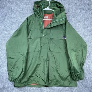 Anglan Jacket Mens XL Green Double Pocket Mountain Anorak Hood Hiking Camping